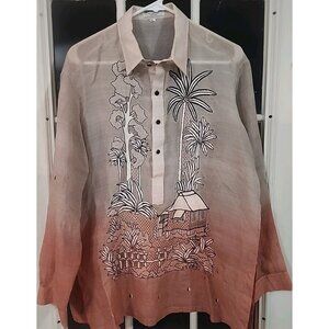 Barong Pilipino MENs XL WEDDING CELEBRATION DRESS SHIRT Gradient Embroidery